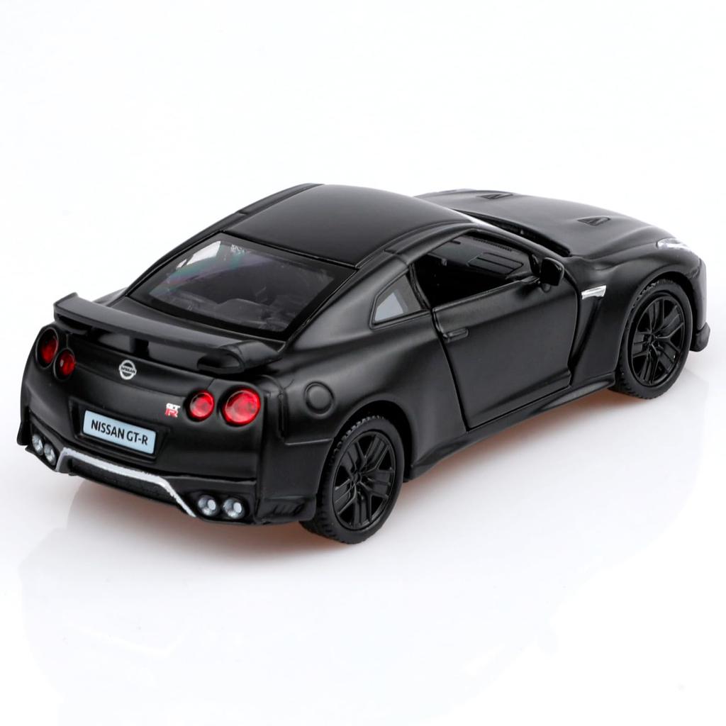 TOKAXI 1/36 Scale Nissan GTR Diecast Model Car, Pull-Back Vehicle NISSAN GTR R35 Toy Car, Gift for Boys and Girls, Matte Black