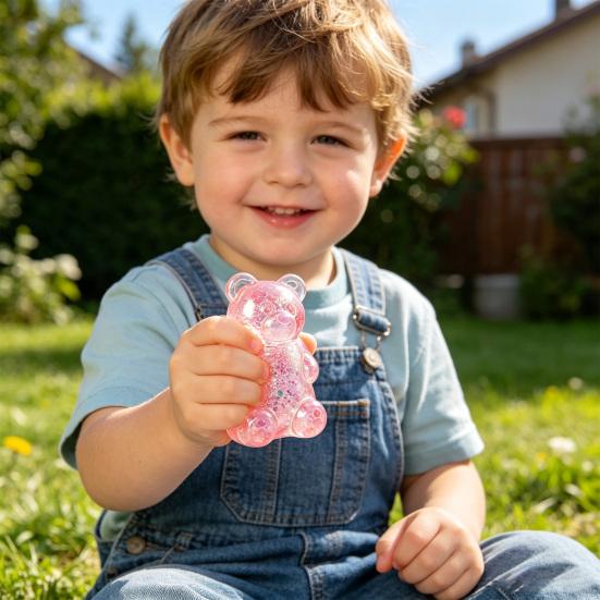 Mini Clear Bear Squeeze Toy Stress Relief Sitting Bear Sensory Toy Soft Stretchy