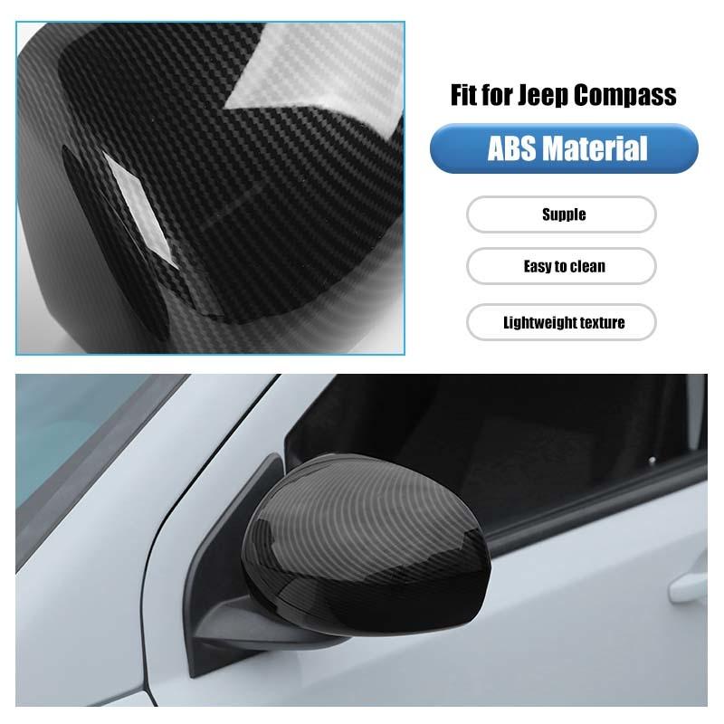 Car Rearview Mirror Decorative Frame Cover For Jeep Compass  2008-2016 Car Exterior Accessories, ABS Plastic