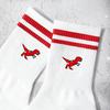 Multiple Pairs of Men's Crew Socks with Dinosaur Patterns, White, Unique, Comfortable, Breathable, Moisture-Wicking