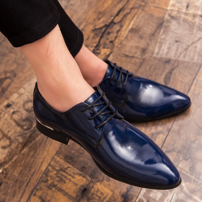 Pánské ležérní lakované zlaté Derby Oxford společenské boty do párty nočního klubu červený oblek svatební stylové business formální boty mokasíny baleríny