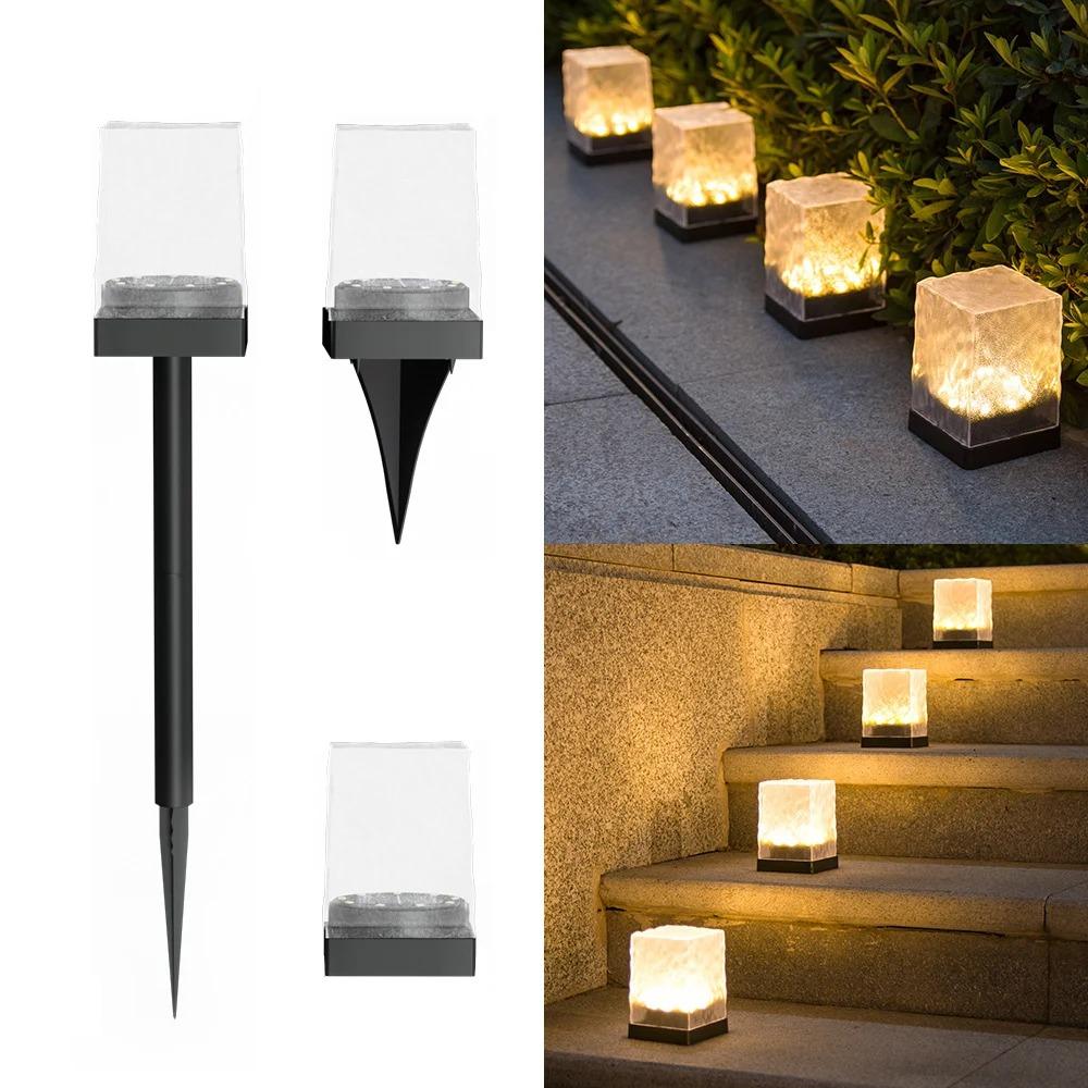 Solar Powered Cube Outdoor Lights, Multicolor Intelligent Light Controlled Sensor Lights, Suitable for Gardens, Paths and Patios
