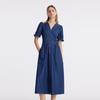 GOELIA Women's Cool-touch Denim V-neck Midi Dress
