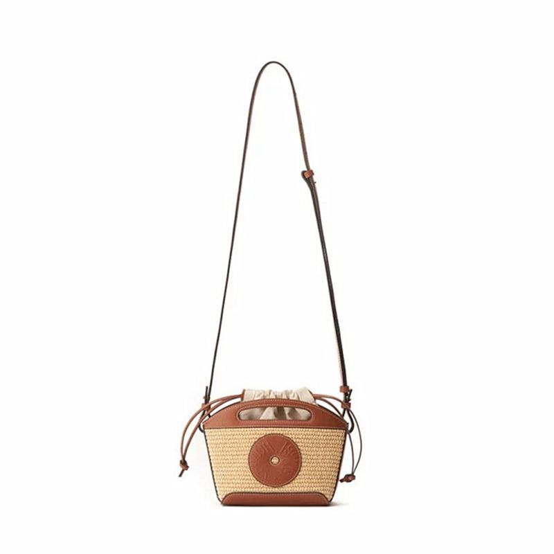 

Bag Women s Cookie Shoulder Crossbody Niche Style Satchel Drawstring Chestnut Brown (with logo)
