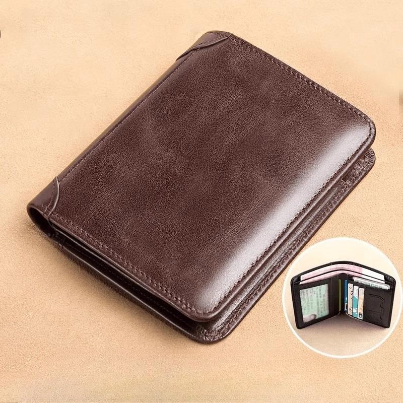 Men’s Vintage Bifold Wallet PU Leather Short Wallet with ID Window Card Holder Coin Pocket Slim Business Wallet for Driving License Cards Cash