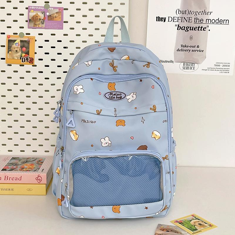 Cute Japanese transparent bag large capacity backpack female student schoolbag junior high school high school student high value backpack