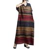 Plus Size Cotton Linen Maxi Dress for Women Loose V-Neck Short Sleeve