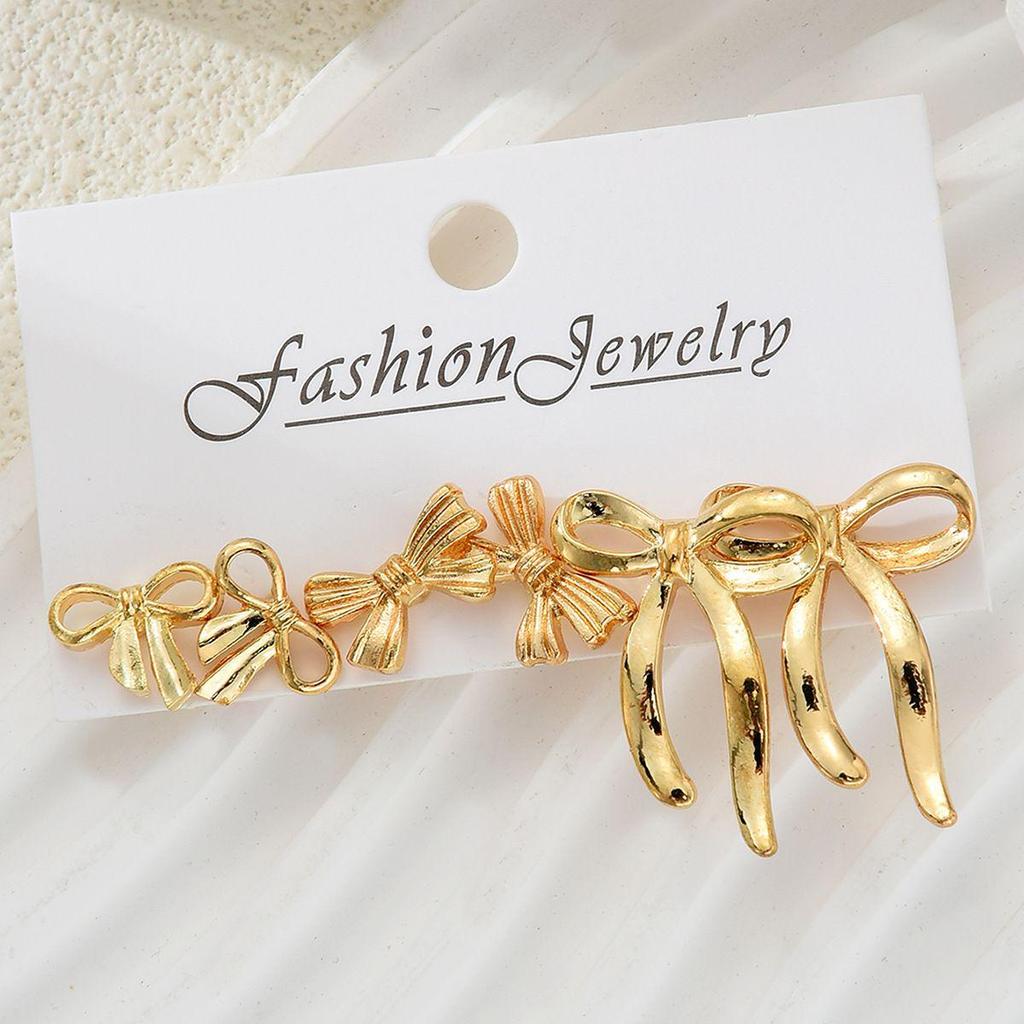 Elegance Trio: Women's Light Luxury Bow Earrings Set