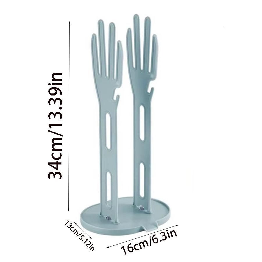 Glove Drying Rack, Drain Rack, Hand Shaped with Hook Storage Rack, with Drain Suction Cup Storage Rack
