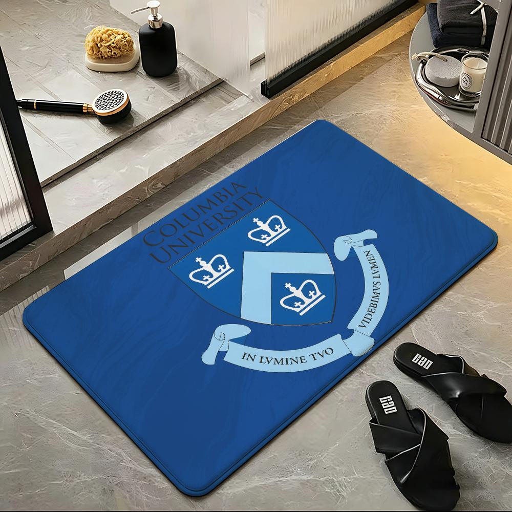 Education C-Columbia U-University Floor Mat Soft Flannel Entrance Door Mat Non Slip Absorbent Bathroom Bedroom Floor Rug