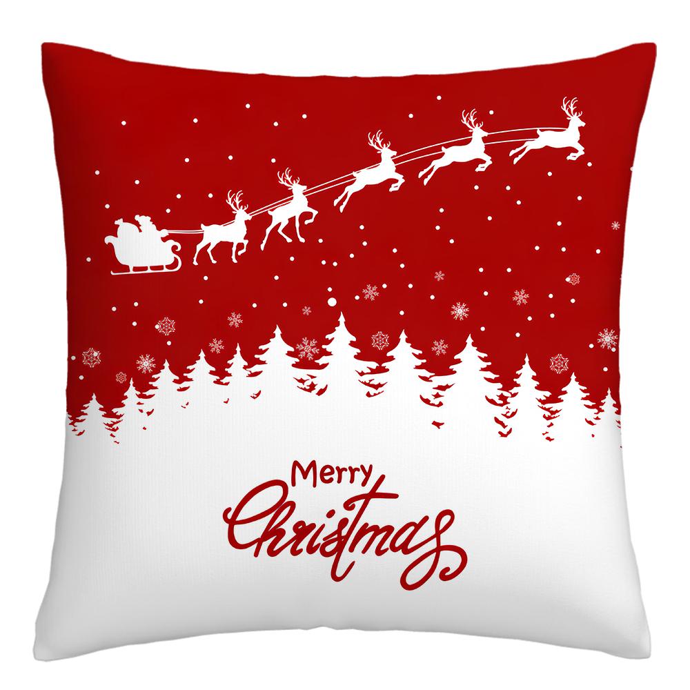 Happy New Year Christmas Decorations Printed Cushion Cover Home Living Room Sofa Decoration Square Pillowcase 45x45cm