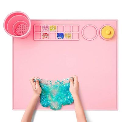 Kids Multifunctional DIY Silicone Drawing Board Kids Graffiti Painting Mat Oil Painting Board Clay Mat with Cup and Paint Holder