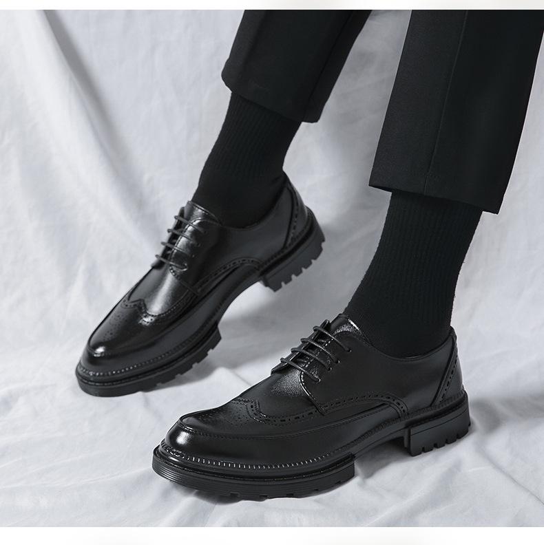 Leder-Loafer für Herren: Business & Freizeit, Atmungsaktive Formelle Schuhe, Niedrig geschnitten, Dicksohlig, Britischer Stil für Hochzeiten.