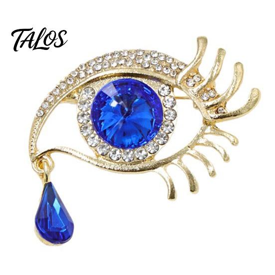 Anti-tarnish Brooch Bling Rhinestone Eyes Pin, Tear of Angel Lapel Pin Secure Clasp for Women, Sweater Cardigan Coat Suit Decoration Jewelry