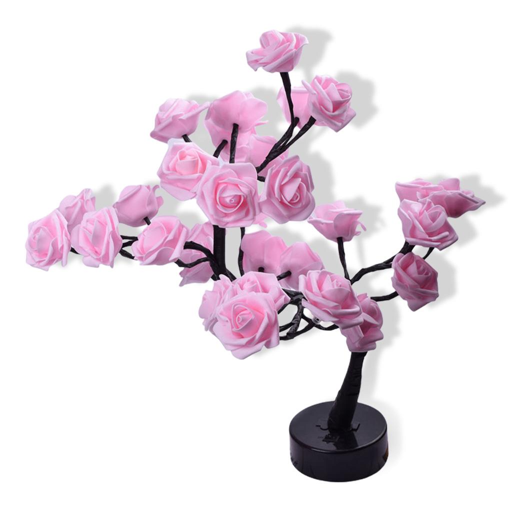 LED Rose Tree Nightlight Battery Operated Touch Control Table Light Holiday Birthday Nightstand Bedside Lamp Party Decor