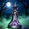 Witch Figurine Statue for Halloween - Resin Home Decor Desktop Ornament, Spooky Gothic Table Decorations for Festival