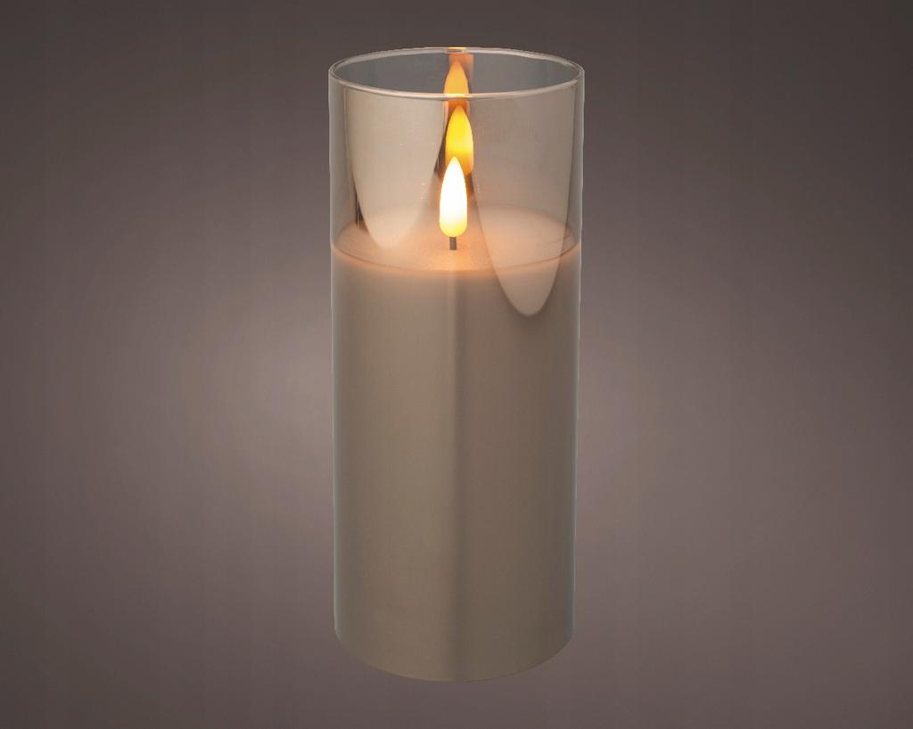 Decorative Gray LED Candle In Glass, 17.5 Cm
