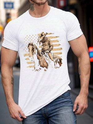 Unisex Western Cowboy Grafik T-Shirt - Lässiges Kurzarm Rundhals