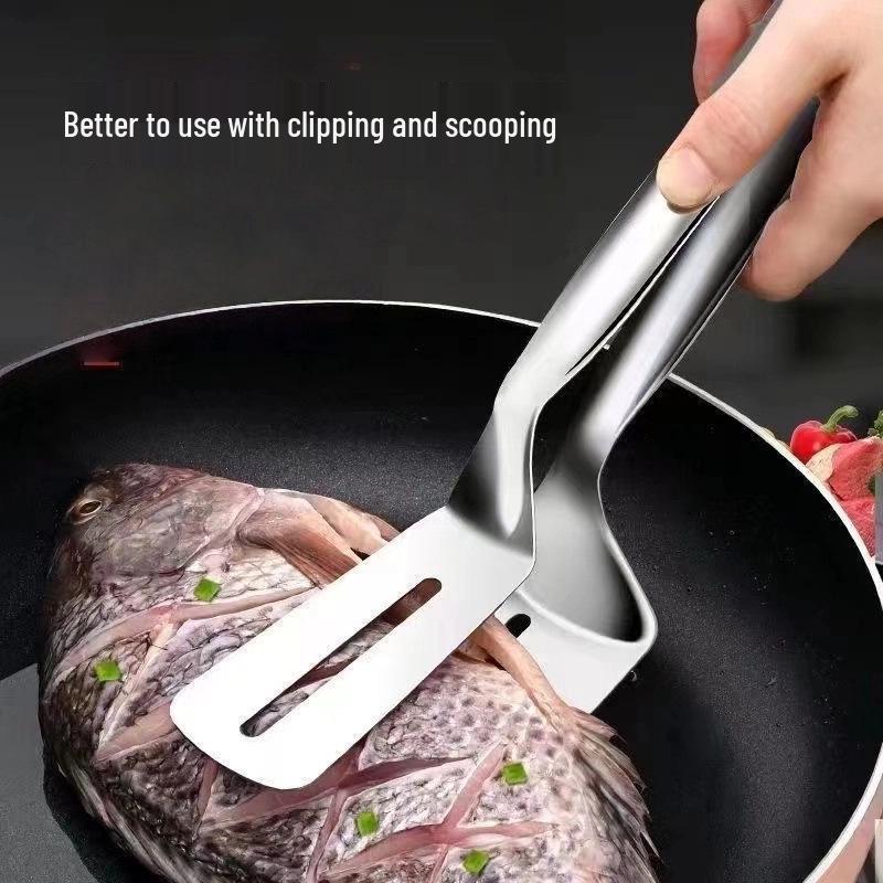 Thickened Stainless Steel Fish Spatula: Frying Fish, Pancakes & Pizza - Essential Kitchen Turner. 410 Stainless Steel Steak Tongs 24CM
