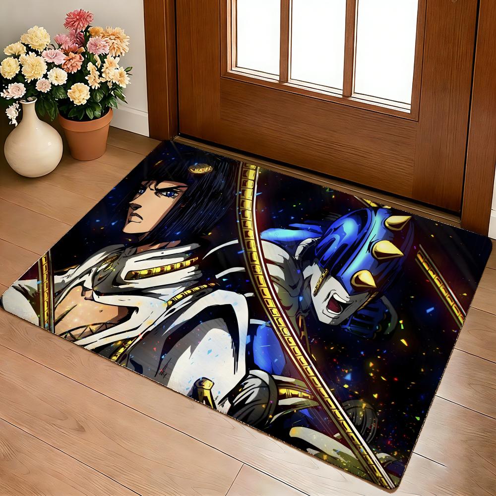 Anime A-J-J-JoJo B-Bizarre A-Adventure Floor Mat Cozy Flannel Soft Thick Non-Slip Mat for Living Room Bedroom Kitchen Decor Rugs