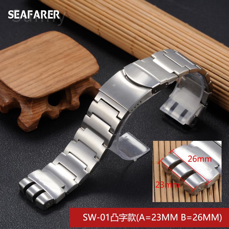 Watchband 23*26mm Sliver Metal Stainless Steel Butterfly Clasp Strap for Swatch YOS440 441 439 Watch Band