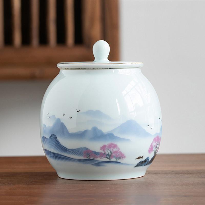 

Керамическая банка для чая большой емкости, Улун Тегуаньинь, герметичный резервуар для хранения, дорожные коробки для чая, канистра для порошка сухофруктов, кофе A 13x15cm 900ml