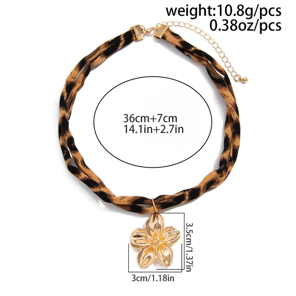 Haute Feeling Strandkolleksjon Anheng Halskjede Sexy Leopardtrykk Hjerte Legeringskjede Mote Personlig Pendler Damehalskjede