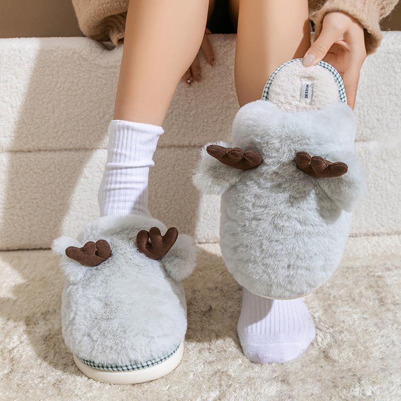 New winter velvet warm cotton slippers women's indoor home thick bottom non-slip fluffy slippers home