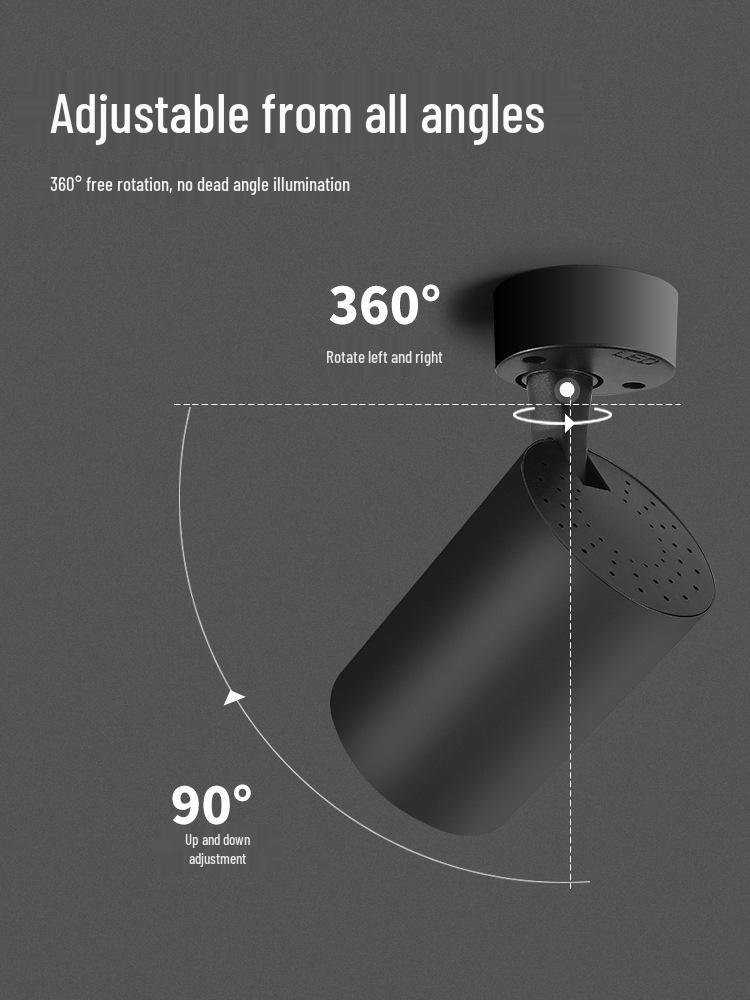 Adjustable Angle Surface Mounted Spotlight - Compact Ceiling Downlight