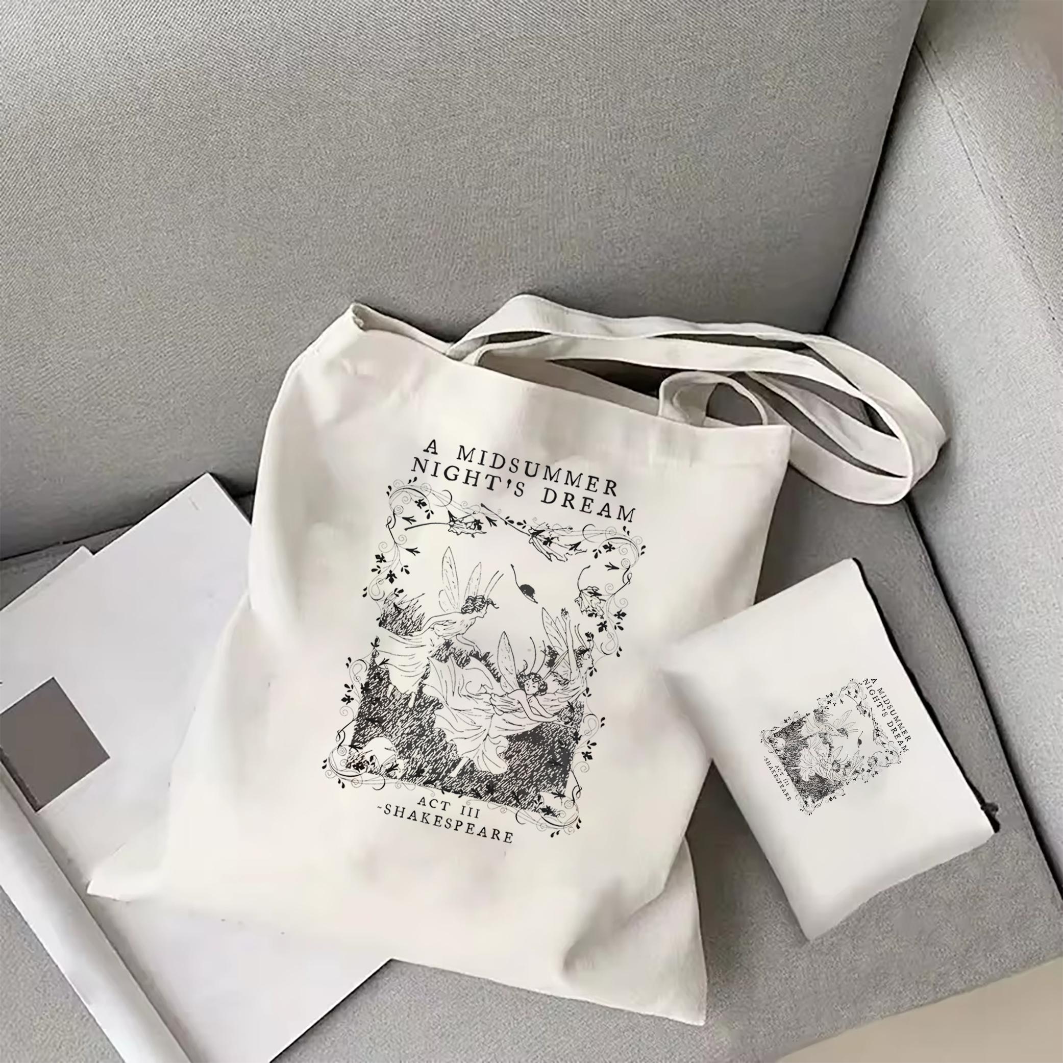 

Женская сумка-тоут «Сон в летнюю ночь» Fairycore Shopping Bag Grunge Fairycore Canvas Bag WHITE