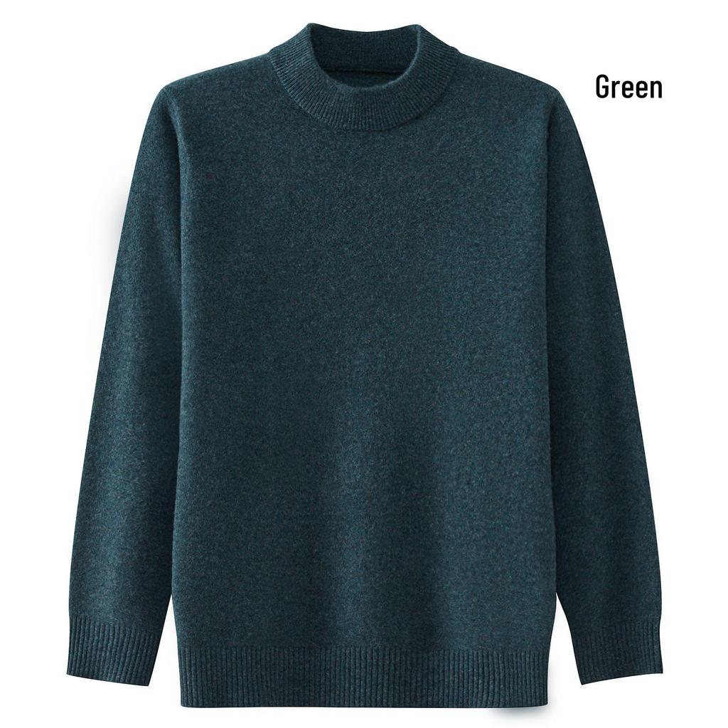 2025 Men's Pure Wool Round Neck Knit Sweater - Casual Long Sleeve Autumn/Winter Collection