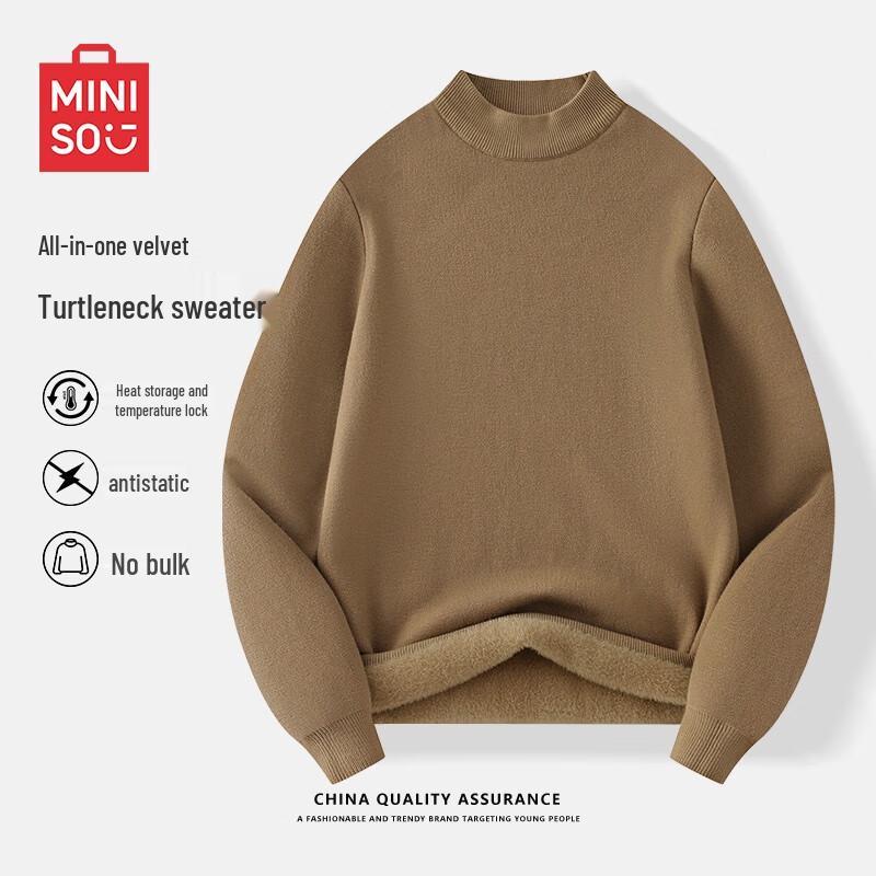 MINISO Men's Plush Half-High Neck Knit Sweater