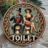Vintage Toilet Metal Sign Floral Relief Art Home Decor Wall Plaque Bathroom