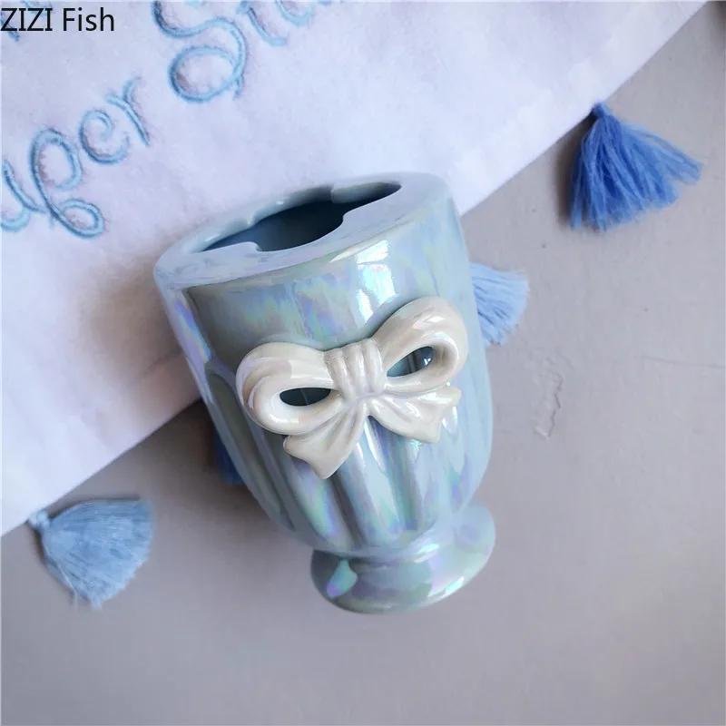 Bågformad Par Munsköljkopp Set Hotell Tvättset Tvåldispenser Tvålfat Keramiskt Badrumskit Nordiska Hem Badrumstillbehör Set