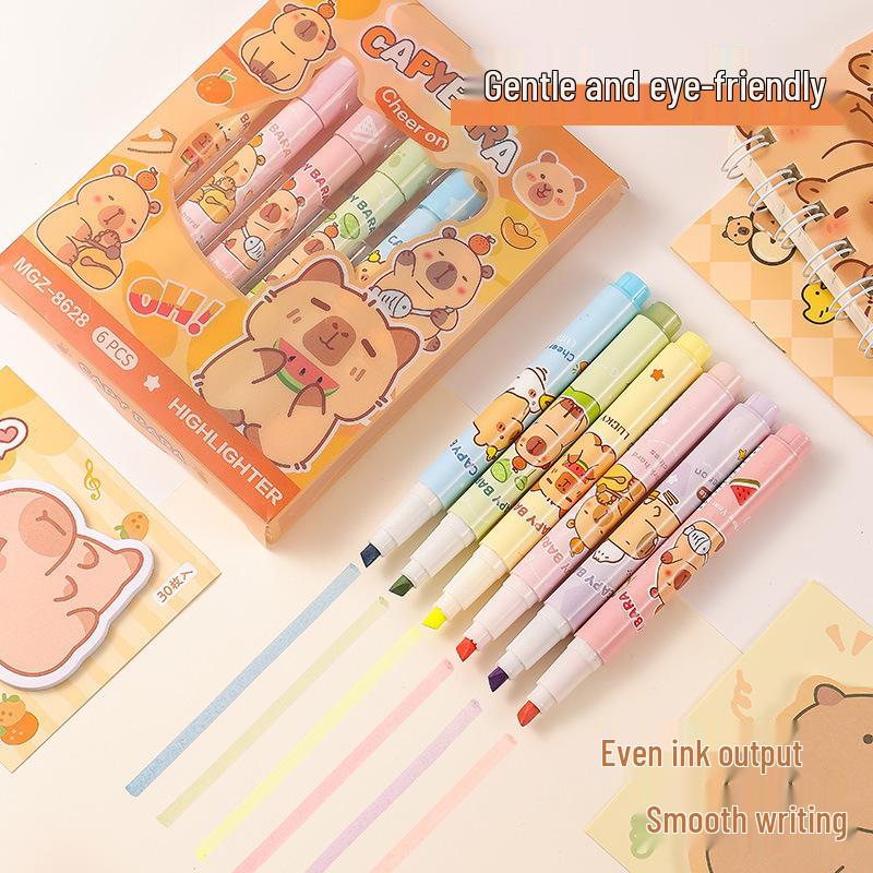 Capybara Highlighter Pen: Cute Colorful Journaling & Eye Protection Marker