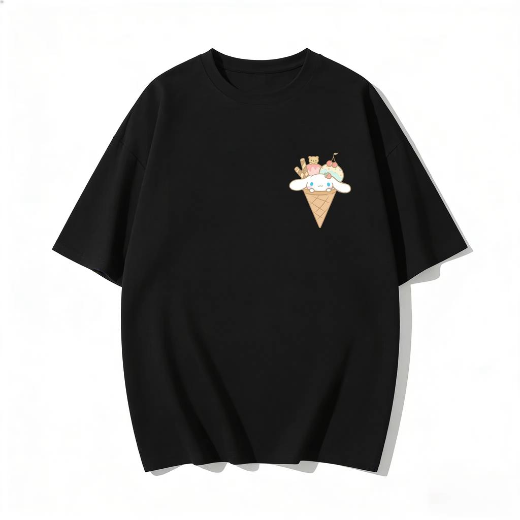 2026 new Summer Cinnamoroll Cute Graphic Tee Casual Short Sleeve Cotton Top for Women Girls Kawaii Cartoon Print Streetwear
