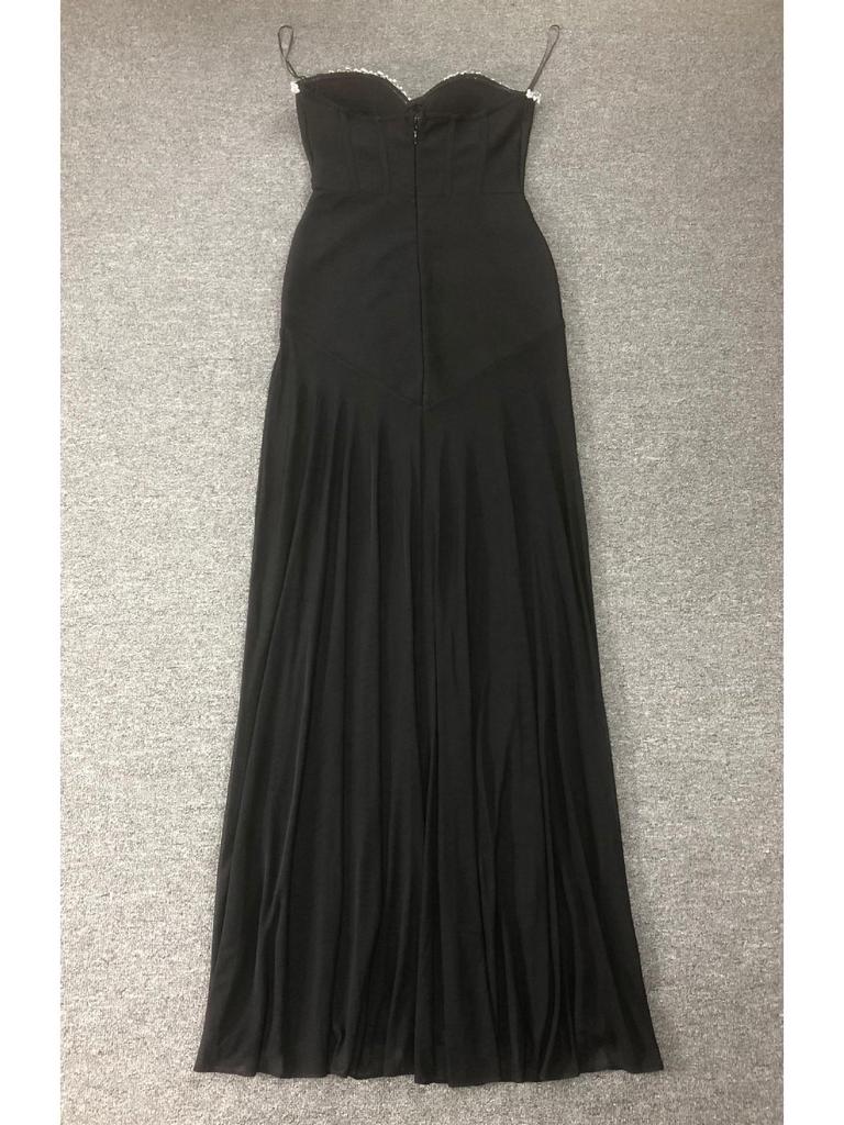 Strapless Rhinestone Mesh Bandage Evening Dress