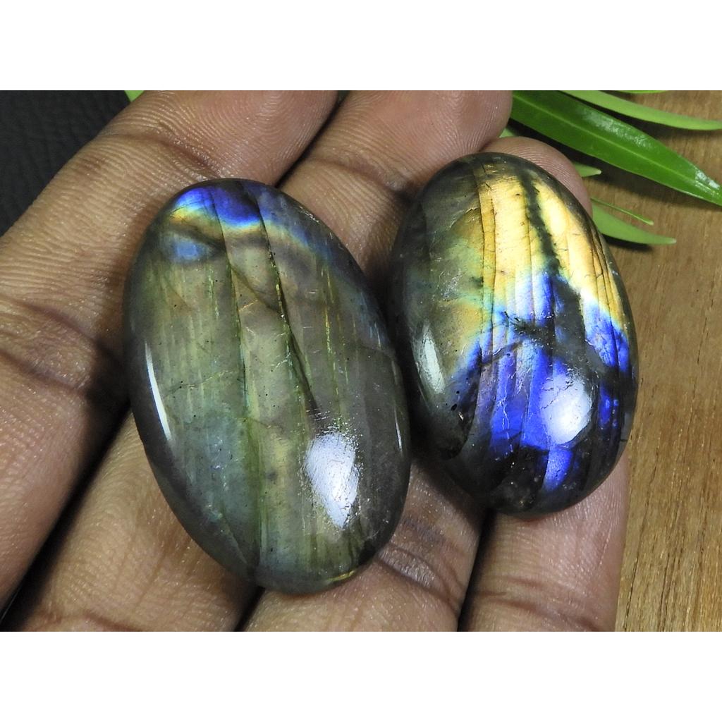 25X39-25X40MM Natural Labradorite Oval Cabochon Loose Gemstone 2Pcs 130Cts. B-44