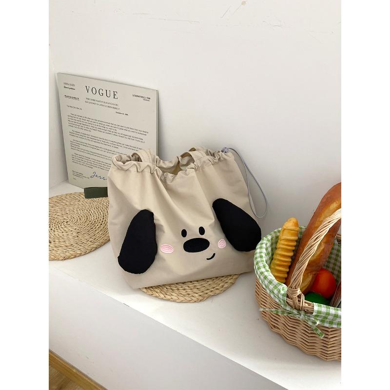 New letter printing bag women's large-capacity nylon shoulder bag casual versatile portable drawstring tote bag