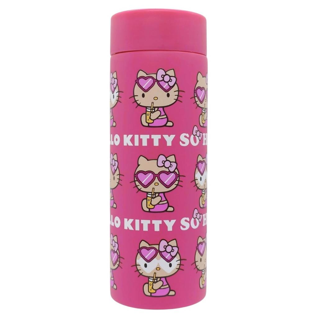 Sanrio Water Bottle 350ml Hello Kitty Sunburn Summer Stainless Steel Insulated Cool Mini (Pink)