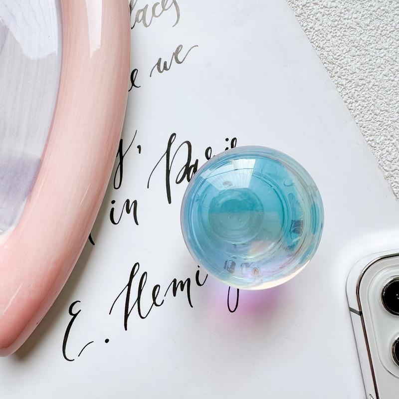 

Creative Glass Crystal Ball Sequined Glitter Laser Mobile Phone Airbag Bracket Niche Back Stick Desktop Retractable Support white background stand