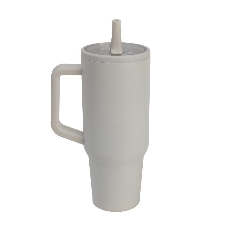 1200ml Simple 40oz Double Layer Ice King Cup Vacuum Insulated Leak Proof Foldable Straw Portable Car Mug