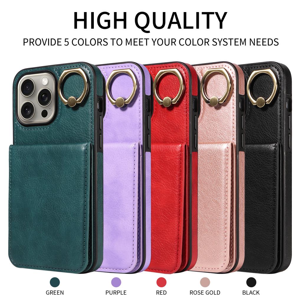 Handyhülle mit Ringhalterung, vertikaler Öffnung, Brieftaschen-Kartenfach und Kartenschlitz für iPhone XS, XR, XS Max, iPhone 7, 8, 7Plus, 8Plus, 11, 11Pro, 11Pro, iPhone 12, 13, 14, 15 ...