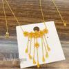 Golden Floral Tassel Clavicle Necklace - Women's Elegant Chain Set