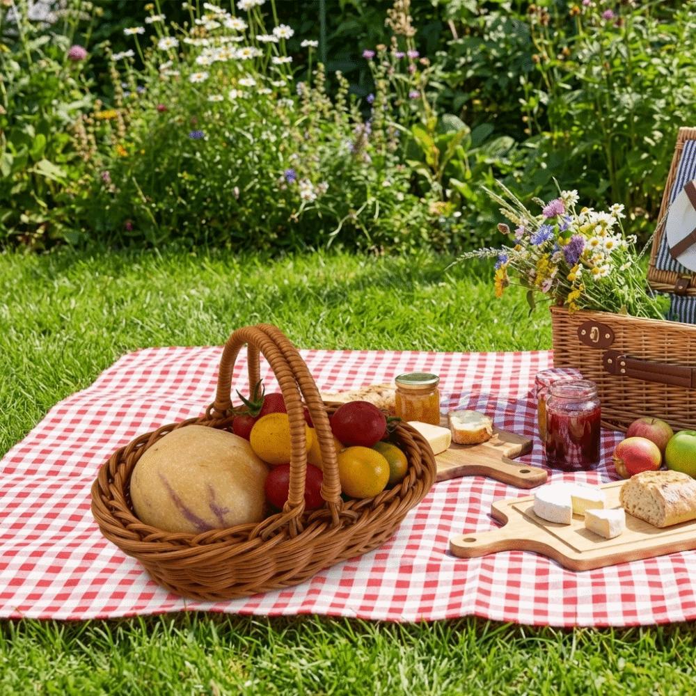 Household Bread Container Portable Faux Wicker Tray Fruit Storage Baskets  Restaurant Use