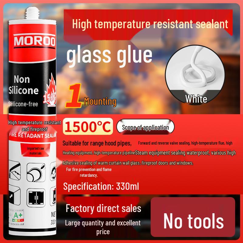 500° Fireproof Silicone Sealant: Waterproof, Flame-Resistant Adhesive for High-Temperature Glass and Structural Applications.