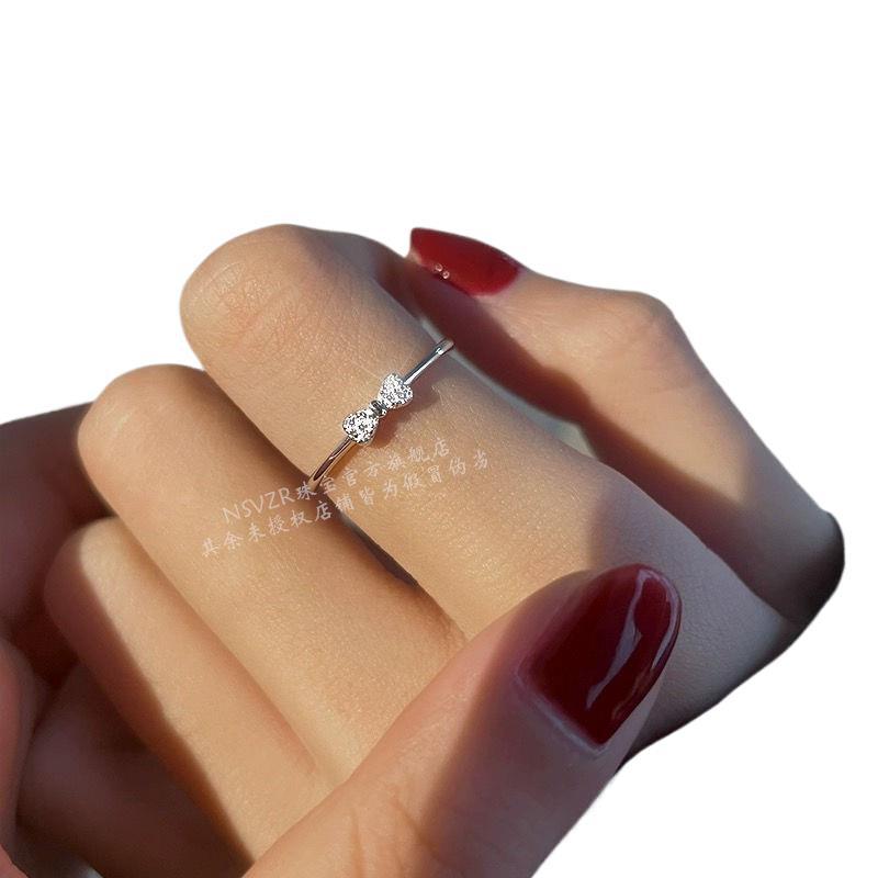 Women's 999 Sterling Silver Bow Ring: Elegant, High-End, Niche Design for Light Luxury Fashion