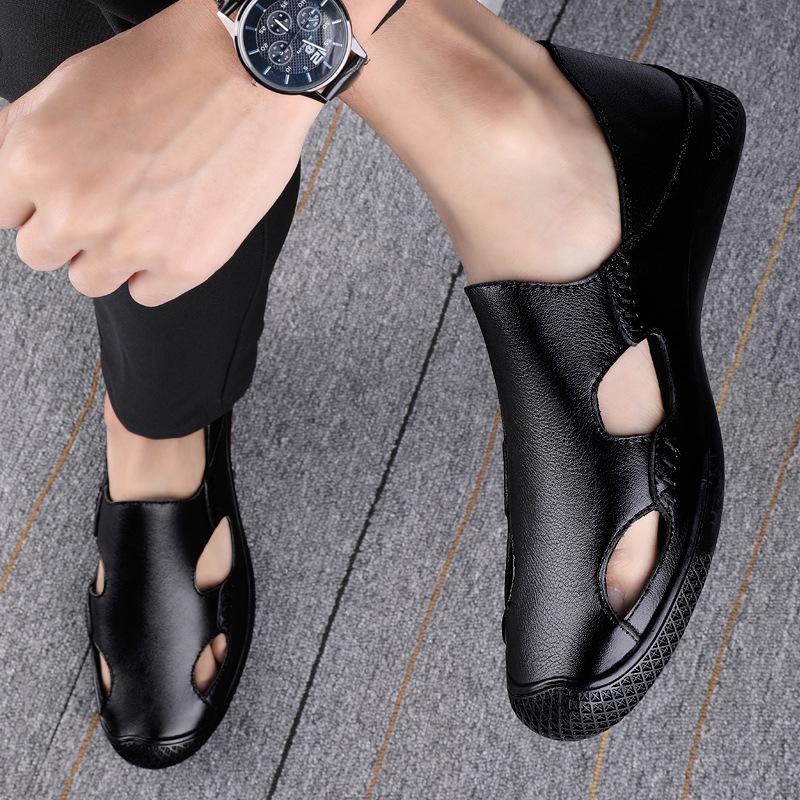 Men's Shoes 2025 Summer New Men's Comfortable Soft-soled Lazy Casual Shoes Breathable Deodorant Hollow Leather Shoes