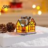 Desktop Christmas House Ornament Glowing Romantic Warm Lighting Resin Craft Small Glow LED Snow Covered Decoration Figurine Statue Party Festival Gift