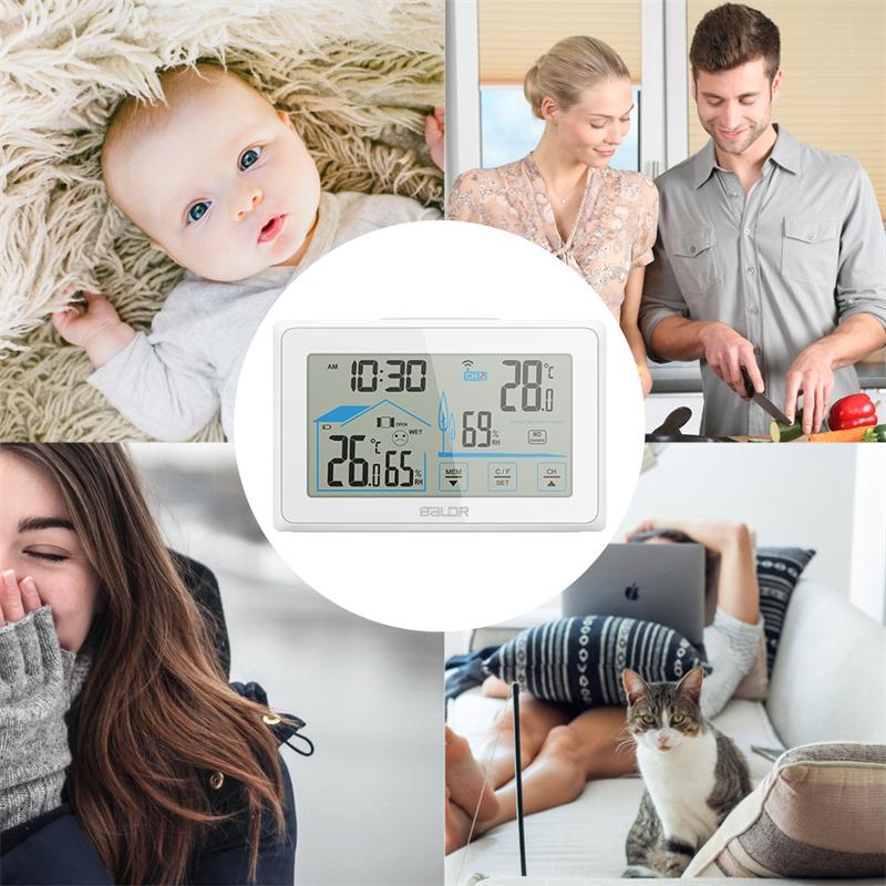 In/Outdoor Electronic Hygrograph Smart Weather Station Intelligent Touch Screen with Wireless Remote Sensor Thermometer Station